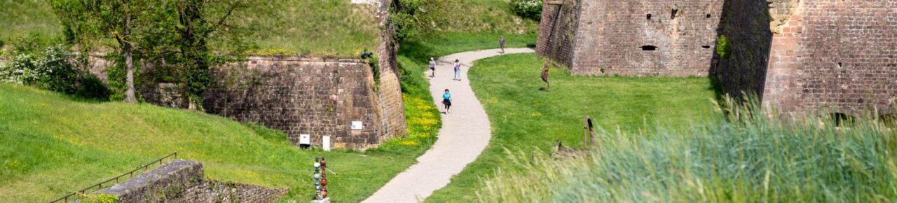 View of the 1st ditch of the Vauban citadel from the Neuf-Brisach educational trail