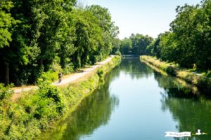 Cyclist along the Rhône-Rhine Canal