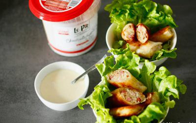 Recipe for spring rolls with sauerkraut and lardon-infused cream